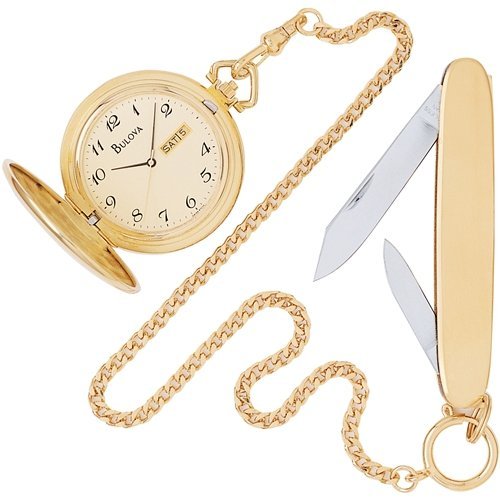 Unisex Gold Tone Stainless Steel Pocket Watch Quartz