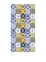 Huella deco Alfombra Bañada en Vinilo (Azul/Amarillo)