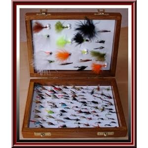 100 Assorted Fishing Flies in Wooden Box RRP £39.99
