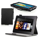 Poetic HardBack Protective Case for Kindle Fire HD 7 Carbon Fiber (Automatically Wakes and Puts Kindle Fire HD 7 Tablet to Sleep)(Intergrated HandStrap)(Has Open Slot for Charger Port)(3 Year Manufacturer Warranty From Poetic)