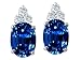 3.12 cts Lab Created Sapphire Oval and Genuine Diamond Earring Studs - 14kt White or Yellow Gold