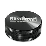 MASTERDAM MasterGrind HERB Grinder 2 Piece - Standard (2.2 inch - 55mm) - Black - Shield Series - Premium Aluminum Grinder for Herb, Spices and Tobacco - Includes Carrying Bag