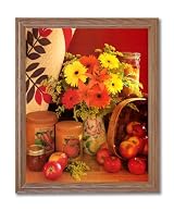 Apples Basket Flowers Kitchen Home Decor Wall Picture Oak Framed Art Print