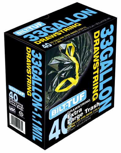 Bilt-Tuf GKL042626-1 33-Gallon Trash Bag with Draw String, 40-Count