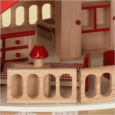Wood Doll House with Furniture