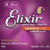 Elixir Strings Acoustic Phosphor Bronze Strings NANOWEB Coating, 6-String, Medium