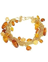 Citrine and Granet Cluster Bracelet on Multi-Chain, Choice of 14k Gold or Sterling Silver