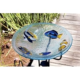 Glass Bird Bath, Fish: Home &amp; Garden