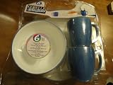 Corelle Collegiate Set - 6 pieces - 2 bowls, 2 cups & 2 dinner plates - blue & white