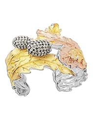 Sterling Silver and 2.08 ctw Cubic Zirconia Two-Tone Autumn Bangle Bracelet