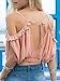 Persun Women's Chiffon V Neck Front Lace up Back Spaghetti Strap Ruffle Crop Top