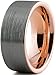 Tungsten Wedding Band Ring 9mm for Men Women Comfort Fit 18K Rose Gold Plated Pipe Cut Flat Brushed Polished Lifetime Guarantee