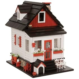 Le Petit Chalet LPC-1006 Screened Porch Bird House - Red, White and Black by 