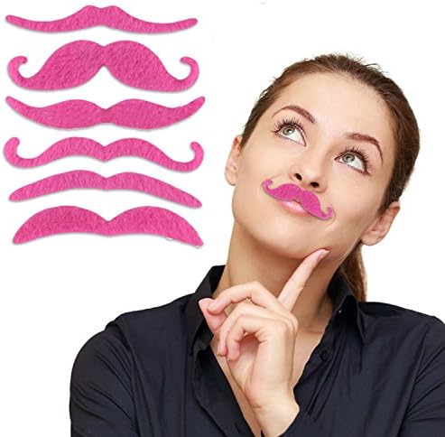 YIDEA Pink Fashion Set of 7 Styish Costume Party Fake Moustache Mustache for Party Festivals Halloween Cosplay,Pack of 5