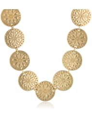 NINE WEST VINTAGE AMERICA "Open Sea" Worn Gold Tone Collar Necklace, 18"