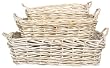 Country Wicker Rectangle Basket with White Chalked Stain Set of 3 - L=26"x20"x8"H