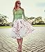 Choies Women's Black/Green/White/Blue Sakura Skater Skirt With Pleat