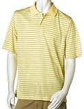 PGA Tour Men's Short Sleeve Poly Performance Golf Stripe Shirt, Soft Yellow, Large