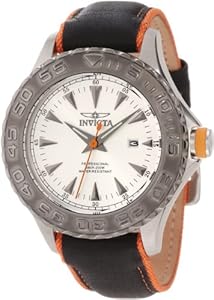 Invicta Men's 12612 Pro Diver Silver Dial Black Leather Strap Watch