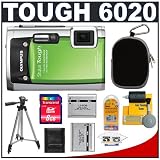 Olympus Stylus Tough 6020 Shockproof & Waterproof Digital Camera (Green) + 8GB Card + Case + (2x) LI-50B Batteries + Tripod + Accessory Kit