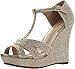 Deblossom Womens Dressy Glitter Rhinestone T Strap Platform Wedge Sandal Aalle-2