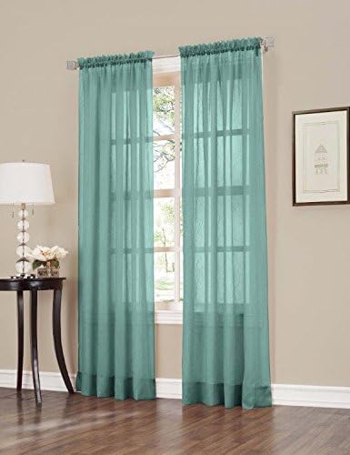 Easy Care Fabrics 2-Piece Sheer Crushed Voile Window Covering/Curtain/Drape/Panel/Treatment, Mineral, 50 by 95-Inch
