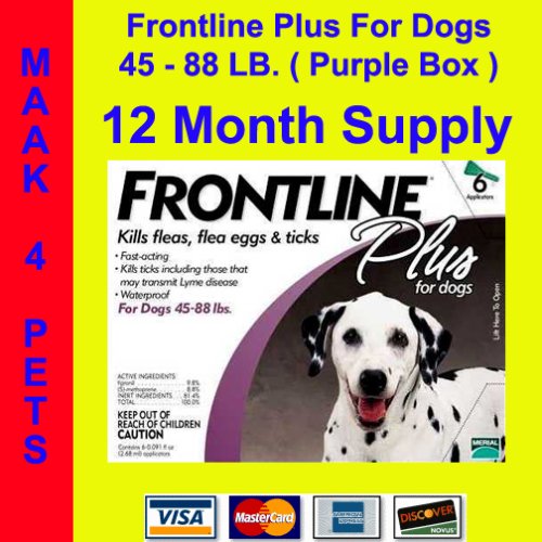 Frontline Plus Dogs 45-88 lb. 12 Pack (Purple) * Free Shipping *