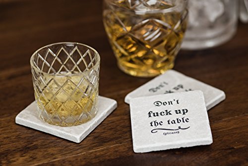 Stone Coasters - Don't Fuck up the Table - Set of Four Drink Coasters - Housewarming Gift Rocks