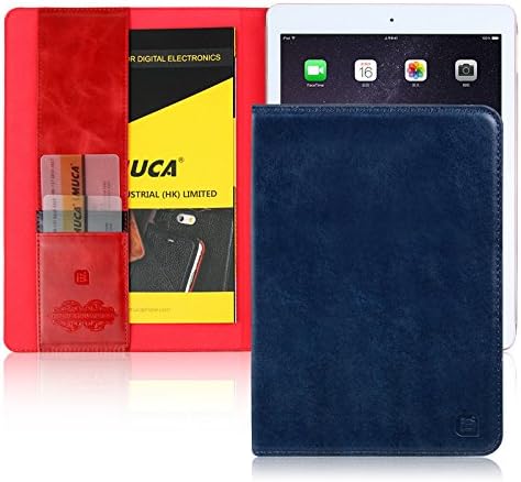 iPad Air 2 Case Cover - Genuine Leather Wallet Case with Card Slots "Retro" Leather Series by IMUCA (Brown)