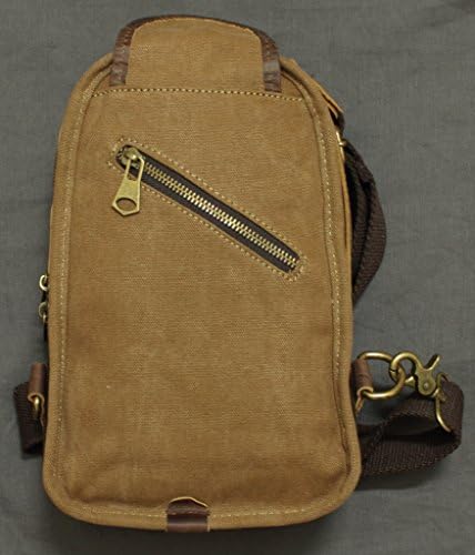 Rustic City Leather and Canvas Light Brown Crossbody Chest Pack Messenger Bag