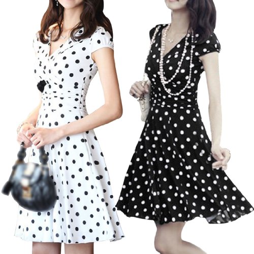 Allegra K Women's Crossover V-Neck Cap Sleeve Pleated Chiffon Dress