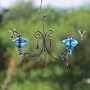 Parasol CH2AQ-B Mini-Blossom Double Chandelier Blown Glass Hummingbird Feeder - Aqua