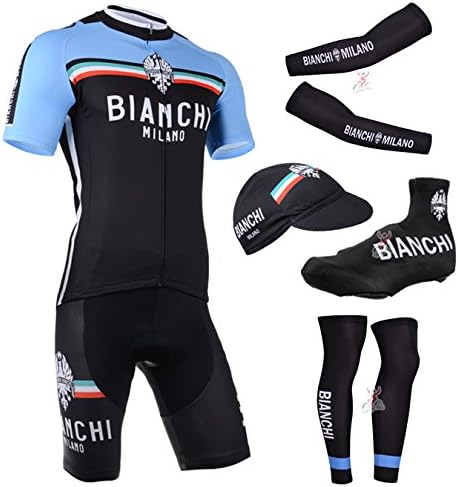 2014 bianchi Cycling Jersey Maillot Ciclismo Short Sleeve and Cycling bib Shorts Or Shorts and Cap and Arm Sleeve and Leg Sleeve and Shoe Cover Tour De France (2XL)