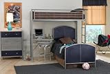Hillsdale Universal Metal Loft Bunk Bed Study Center in Silver Navy