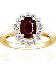 14K Yellow Gold Cushion Cut Ruby Ring With Sidestones