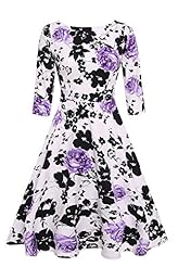 Vintage Fitted Spring Cocktail Cotton/Elastane Floral Print Evening Dress/Wedding Party Dress 