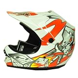 WOW Motocross Youth ATV Dirt Bike Skull MX Helmet, Orange, L (54-55 CM,21.3/21.7 Inch)