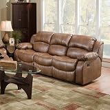 Rodeo Bonded Leather Reclining Sofa in Coffee