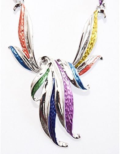 Stunning Designer Necklace and Earrings Set - colourful leaves