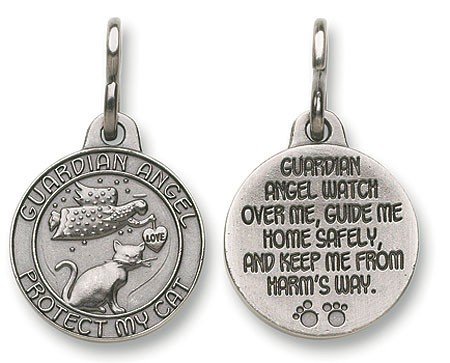 Guardian Angel Christian Catholic Protection Cat Pet Medal Charm Pendant Collar