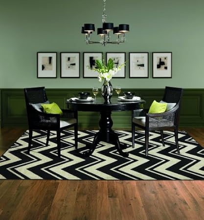 60-Inch by 96-Inch, Chevron Stripe, Black/White
