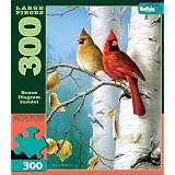 Large Size Hautman Songbirds: Cardinals and Birch 300 Pieces Jigsaw Puzzle ~ Buffalo Games