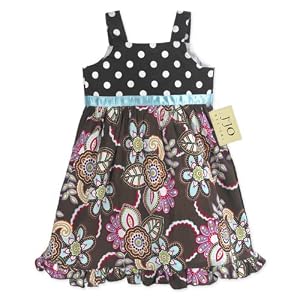 JoJo Designs Girl's Polka Dot and Brown Floral Dress