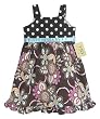JoJo Designs Girl's Polka Dot and Brown Floral Dress, 18 to 24 Months