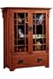 Craftsman Wide Three shelf Bookcase With Glass Doors, 3-SHELF, DARK OAK