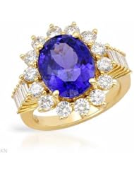 14K Yellow Gold Tanzanite and Diamond Ring -- LIFETIME WARRANTY