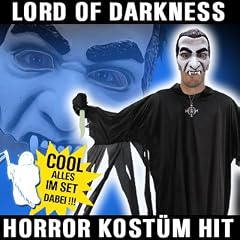 Lord of Darkness Vampir Komplett Verkleidung Kost�m Set f�r Halloween Party und Horror Fete alles dabei von der Grusel Latexmaske �ber die D�monen Kutte bis zu Handschuhen, Amulett und Metzel Messer all inclusive Schocker Set Transylvanien Power Paket