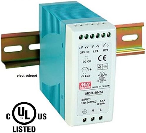 DIN Rail Power Supply 40W 24V, 1.70A input 120/240VAC UL