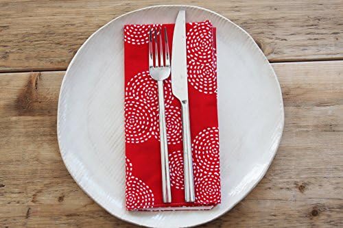 Cotton Napkins in Red with White Dots - Set of 4 - Reversible - 17"x17"