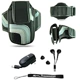 Black Adjustable Deluxe Sportband / Workout Armband with Adaptable Neck Str ....